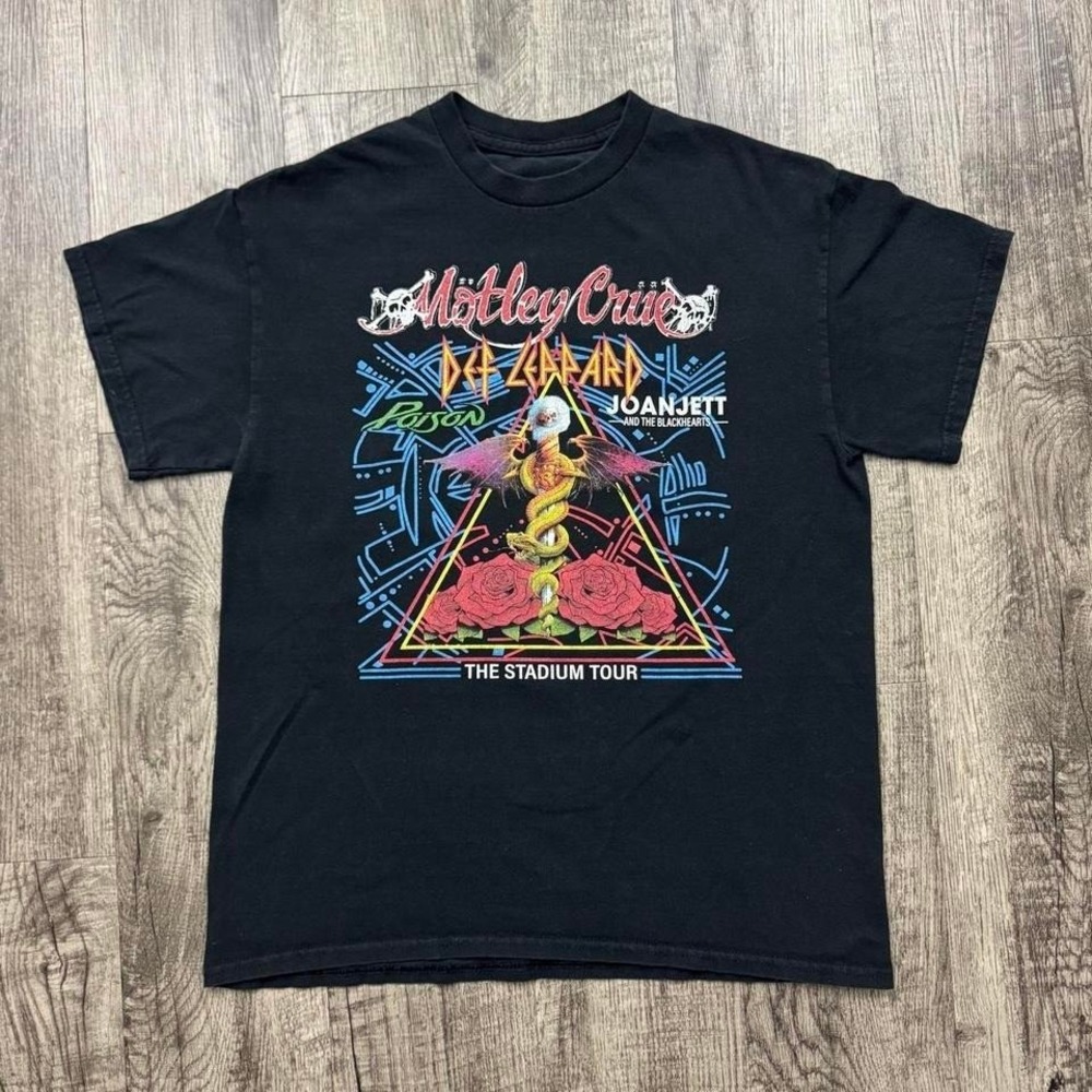 Motley Crue Def Leppard Joan Jett And The Blackhearts Poison T-Shirt Rock Band S